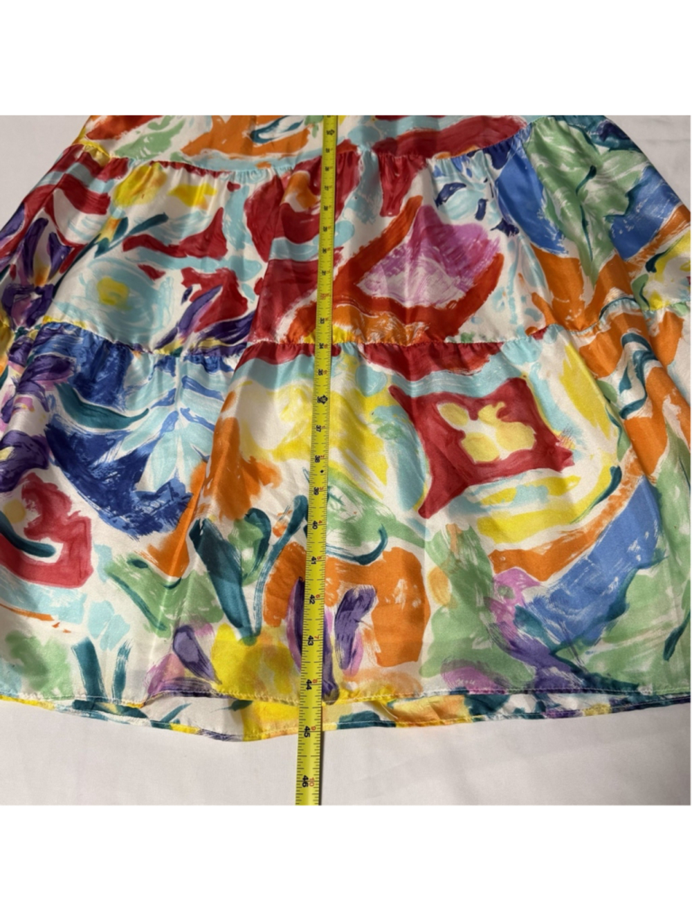 LRL Ralph Lauren 100% Silk Halter Dress 10 Watercolor Floral Midi Tie Waist EUC - Picture 7 of 10
